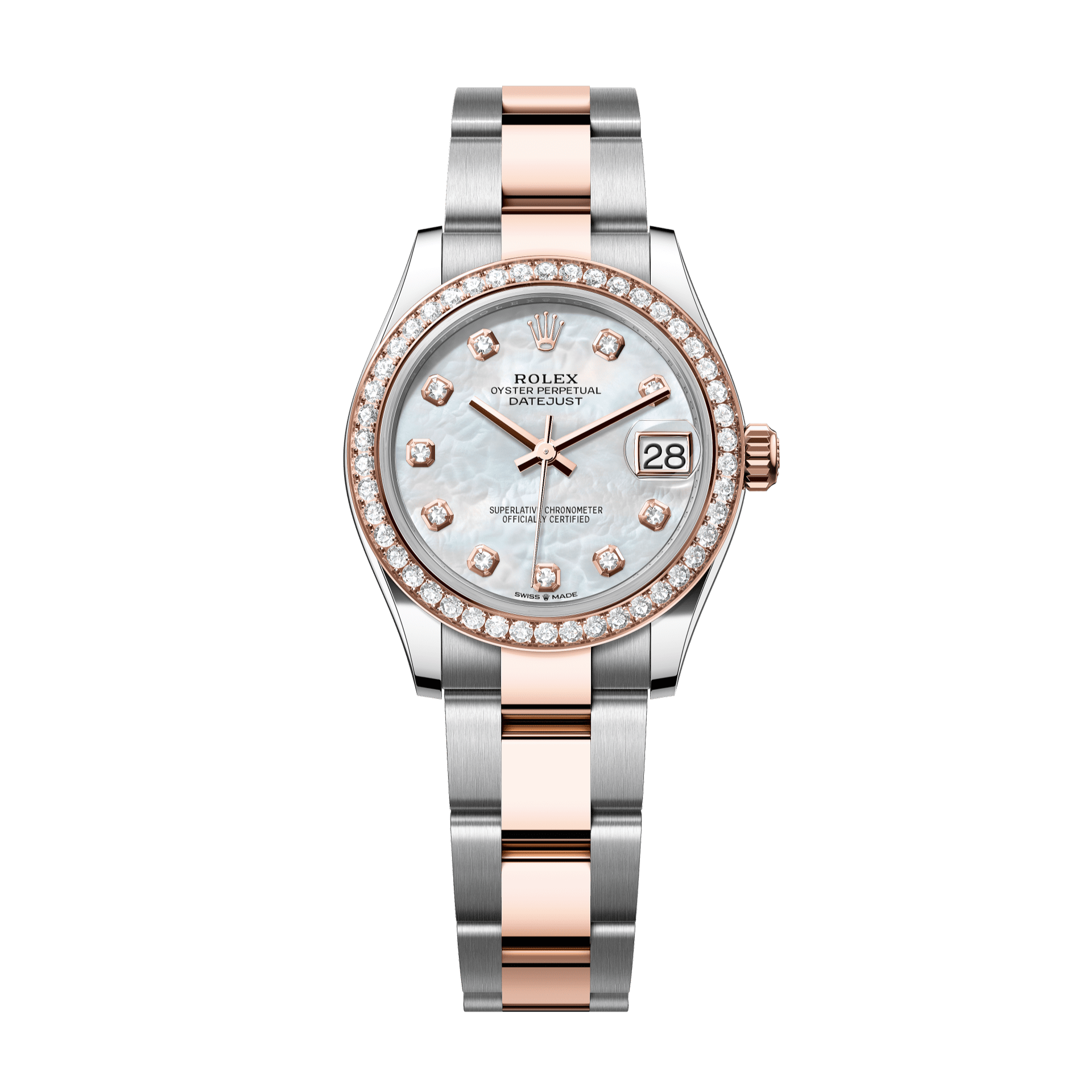 Rolex Datejust 31mm White Mother-Of-Pearl Diamond Dial Oystersteel &amp; Everose Gold 278381rbr-0025 - WATCHXNYC