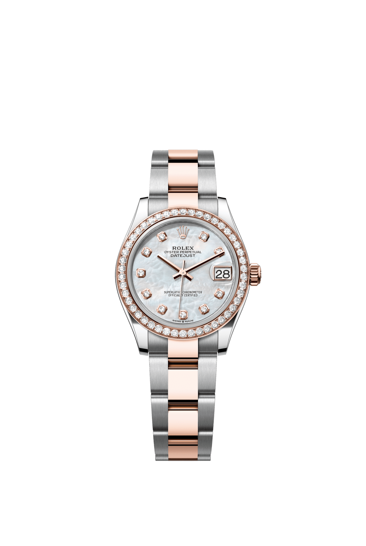 Rolex Datejust 31mm White Mother-Of-Pearl Diamond Dial Oystersteel &amp; Everose Gold 278381RBR - WATCHXNYC