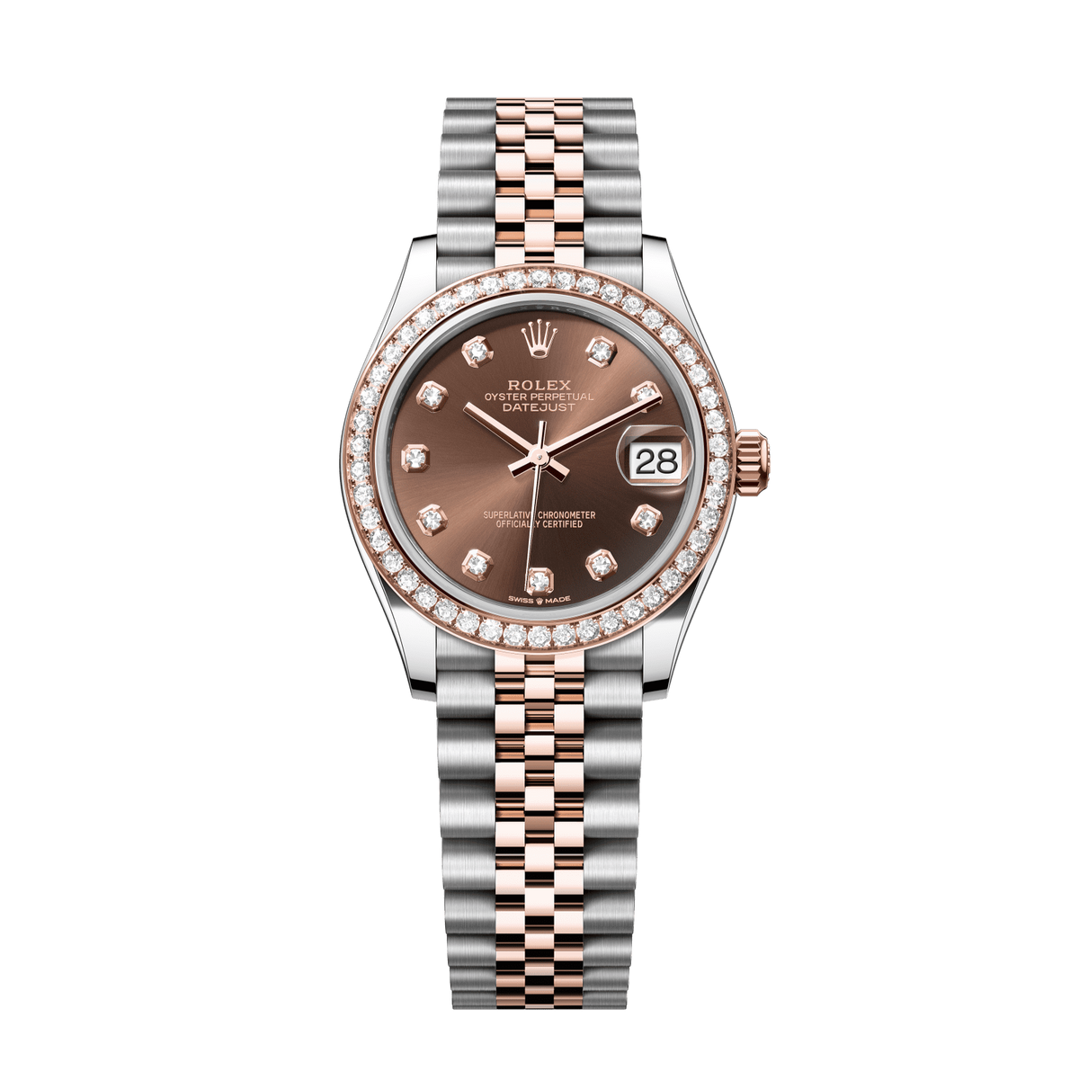 Rolex Datejust 31mm Chocolate Diamond Dial Oystersteel &amp; Everose Gold 278381rbr-0028 - WATCHXNYC