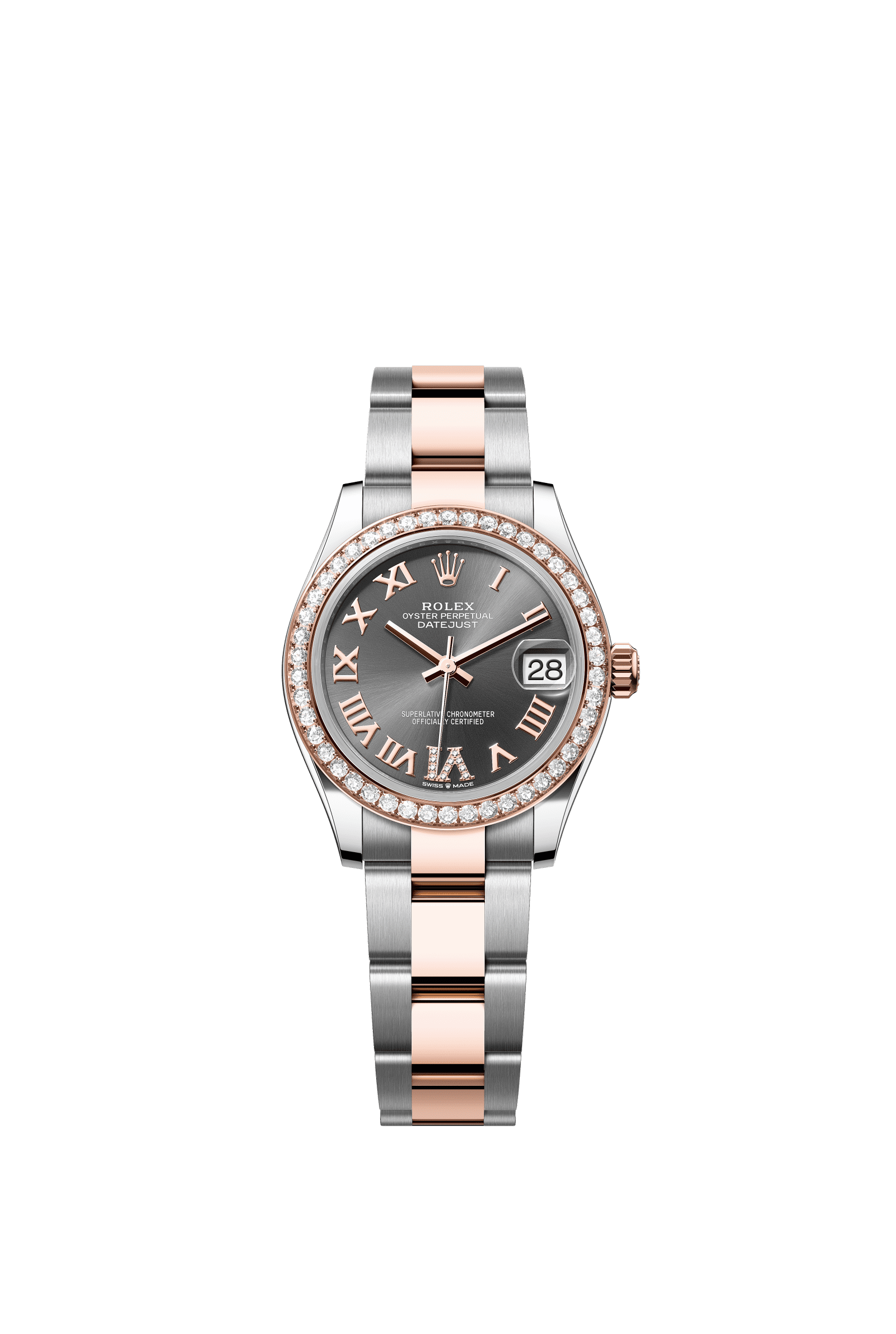 Rolex Datejust 31mm Slate Diamond Dial Oystersteel &amp; Everose Gold 278381RBR - WATCHXNYC