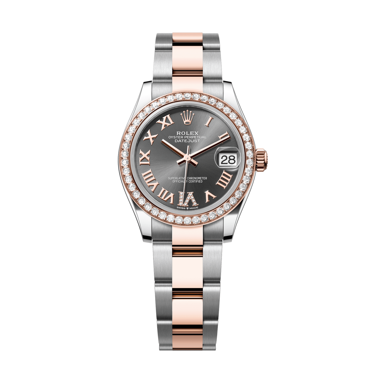 Rolex Datejust 31mm Slate Diamond Dial Oystersteel &amp; Everose Gold 278381rbr-0029 - WATCHXNYC