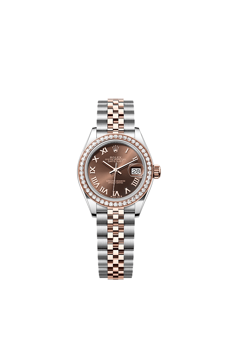 Rolex Lady-Datejust 28mm Chocolate Dial Oystersteel &amp; Everose Gold 279381RBR - WATCHXNYC