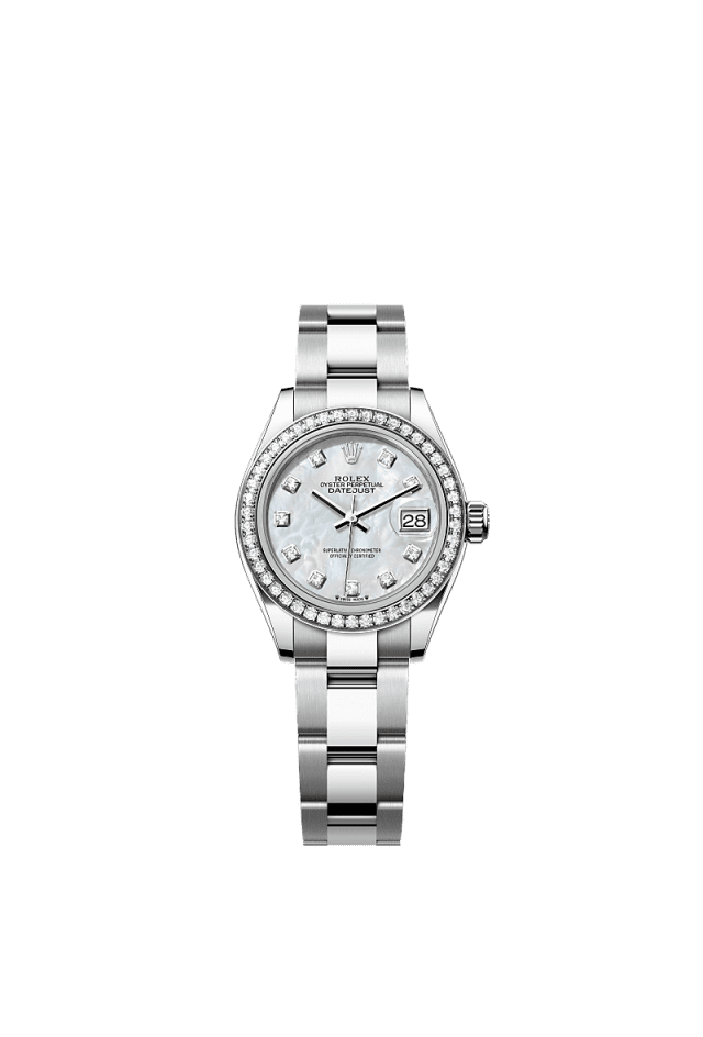 Rolex Lady-Datejust 28mm White Diamonds Dial Oystersteel &amp; White Gold 279384RBR - WATCHXNYC