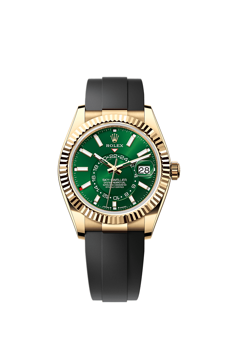 Rolex Sky-Dweller 42mm Bright Green Dial Yellow Gold 336238 - WATCHXNYC