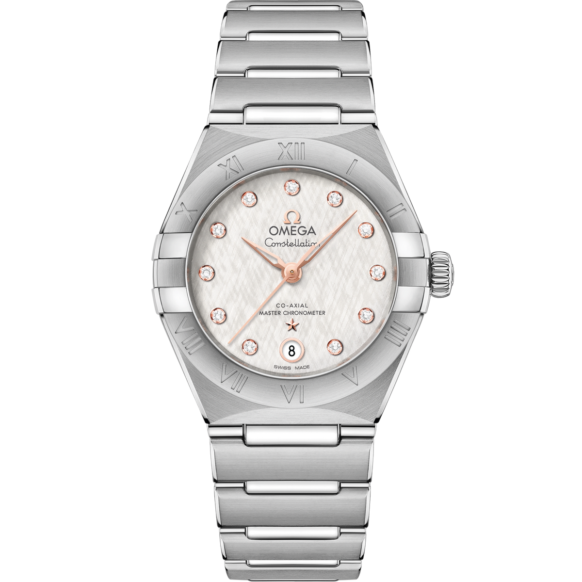 Omega Constellation 29 mm Silver Dial with Diamonds Stainless Steel Bracelet 131.10.29.20.52.001 - WATCHXNYC