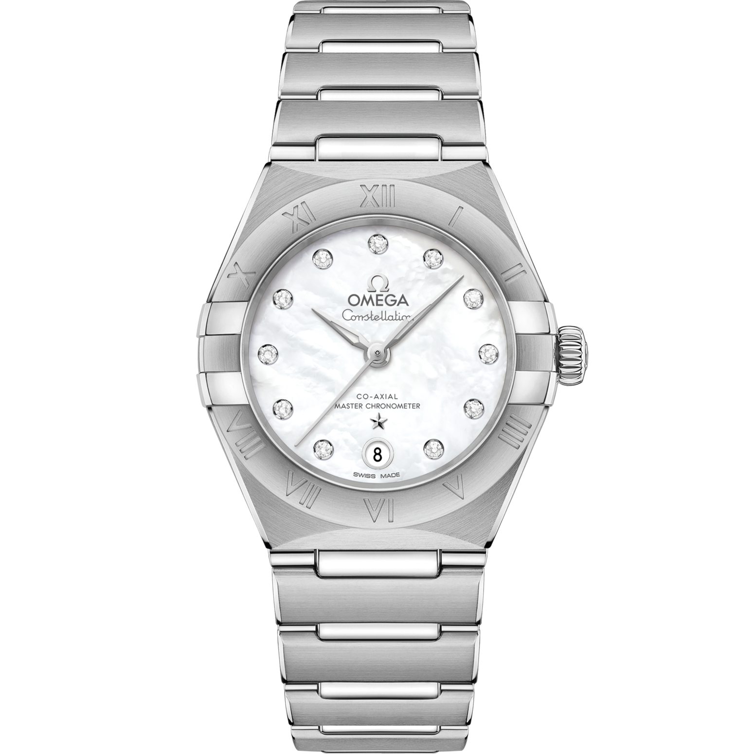 Omega Constellation 29 mm White Dial with Diamonds Stainless Steel Bracelet 131.10.29.20.55.001 - WATCHXNYC