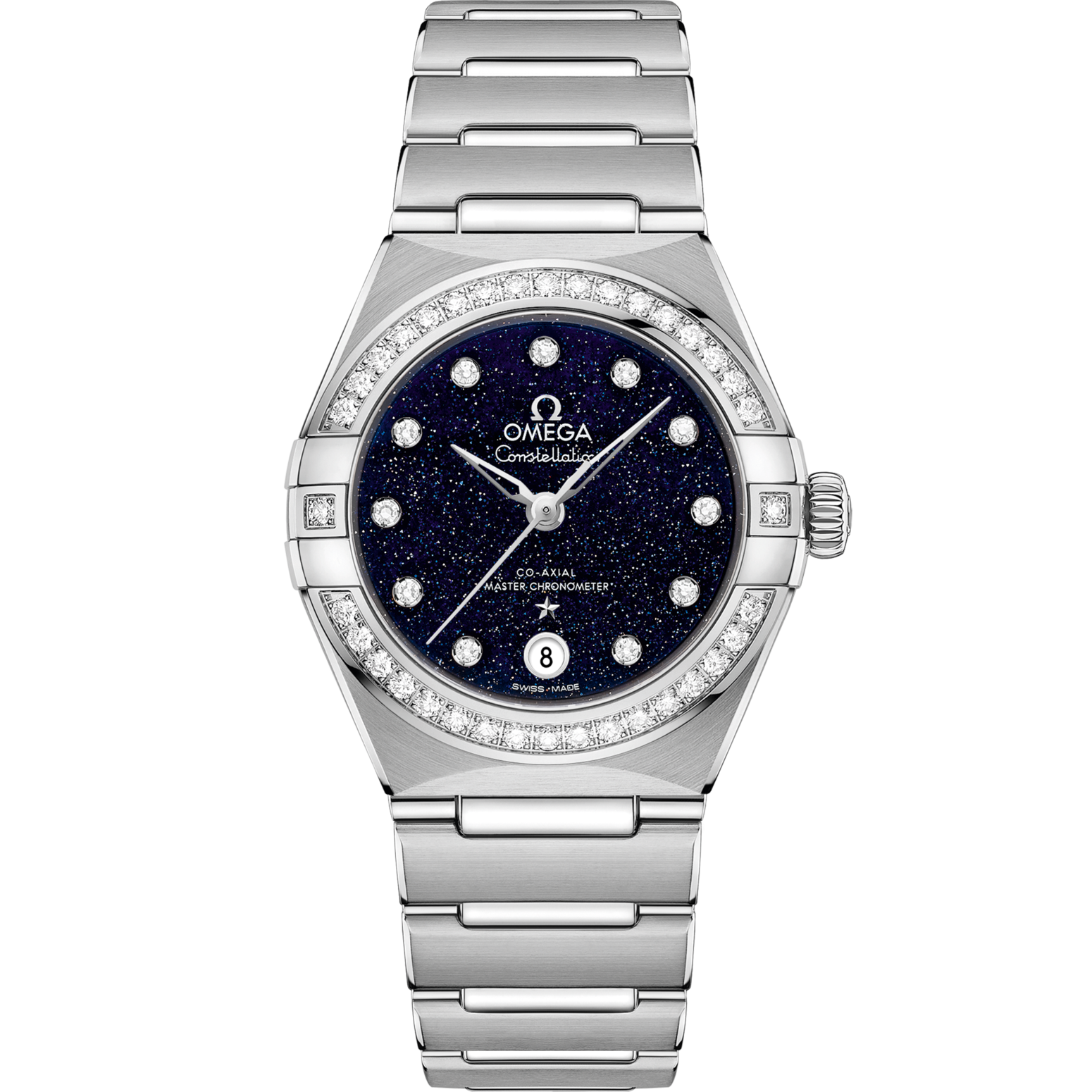 Omega Constellation 29 mm Blue Dial with Diamonds Stainless Steel Bracelet 131.15.29.20.53.001 - WATCHXNYC