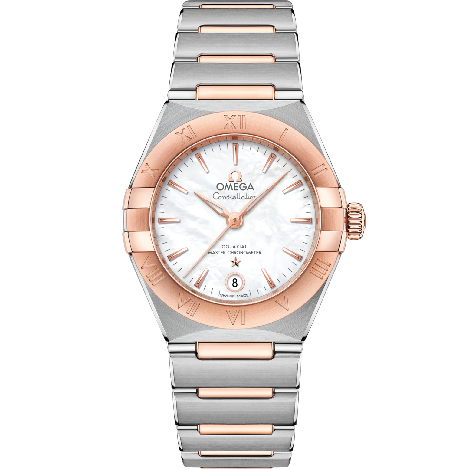 Omega Constellation 29 mm White Dial with Diamonds Stainless Steel and Sedna™ 18k Rose Gold Bracelet 131.20.29.20.05.001 - WATCHXNYC