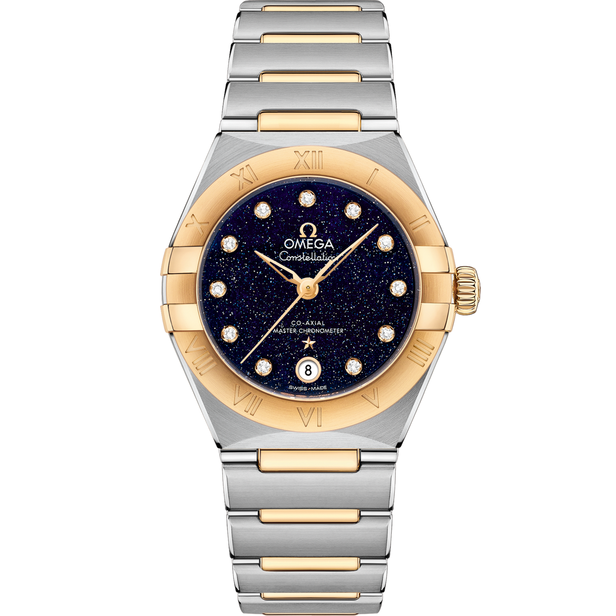 Omega Constellation 29 mm Blue Dial Stainless Steel and Sedna™ 18k Yellow Gold Bracelet 131.20.29.20.53.001 - WATCHXNYC