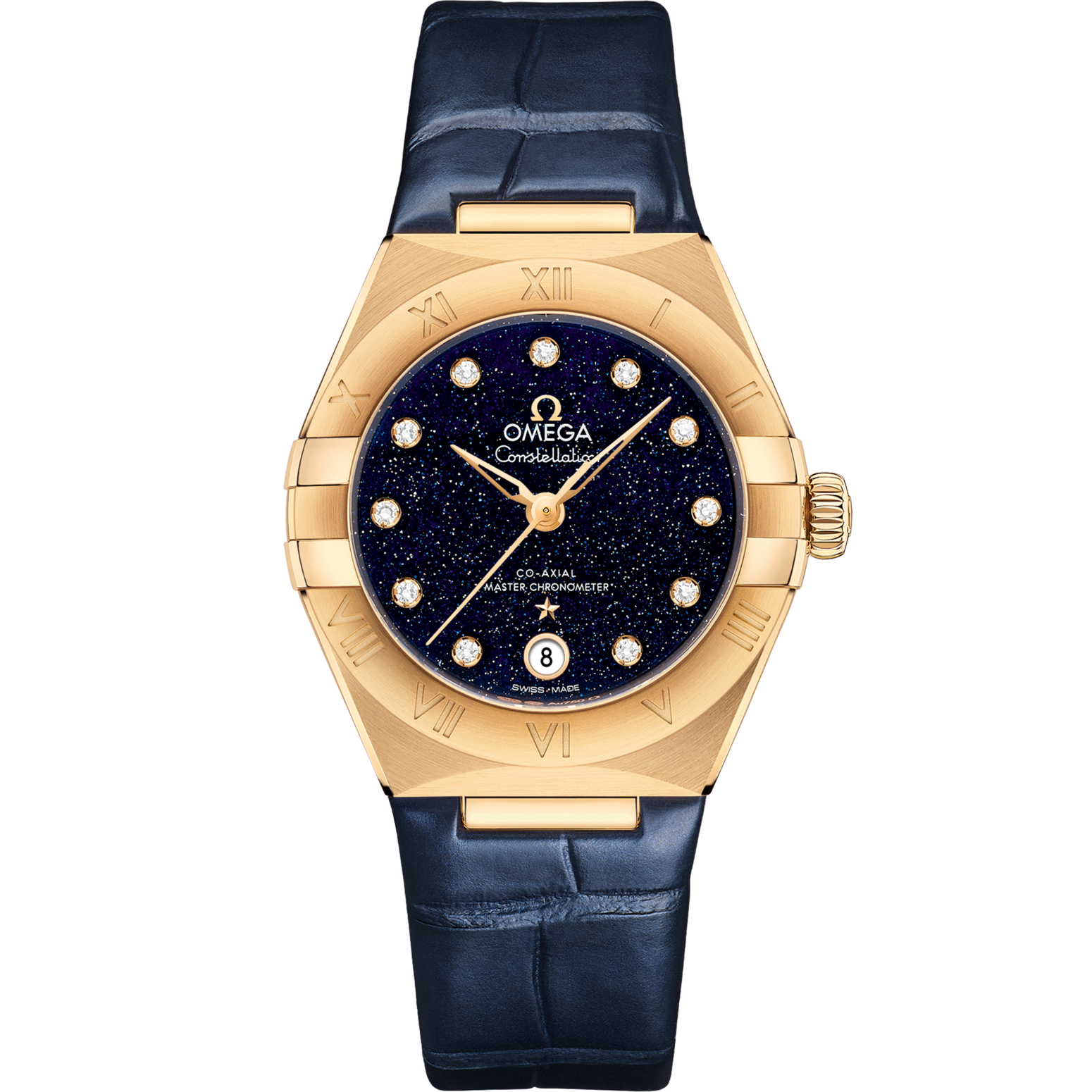 Omega Constellation 29 mm Blue Dial with Diamonds Sedna™ 18k Yellow Gold Strap 131.53.29.20.53.001 - WATCHXNYC
