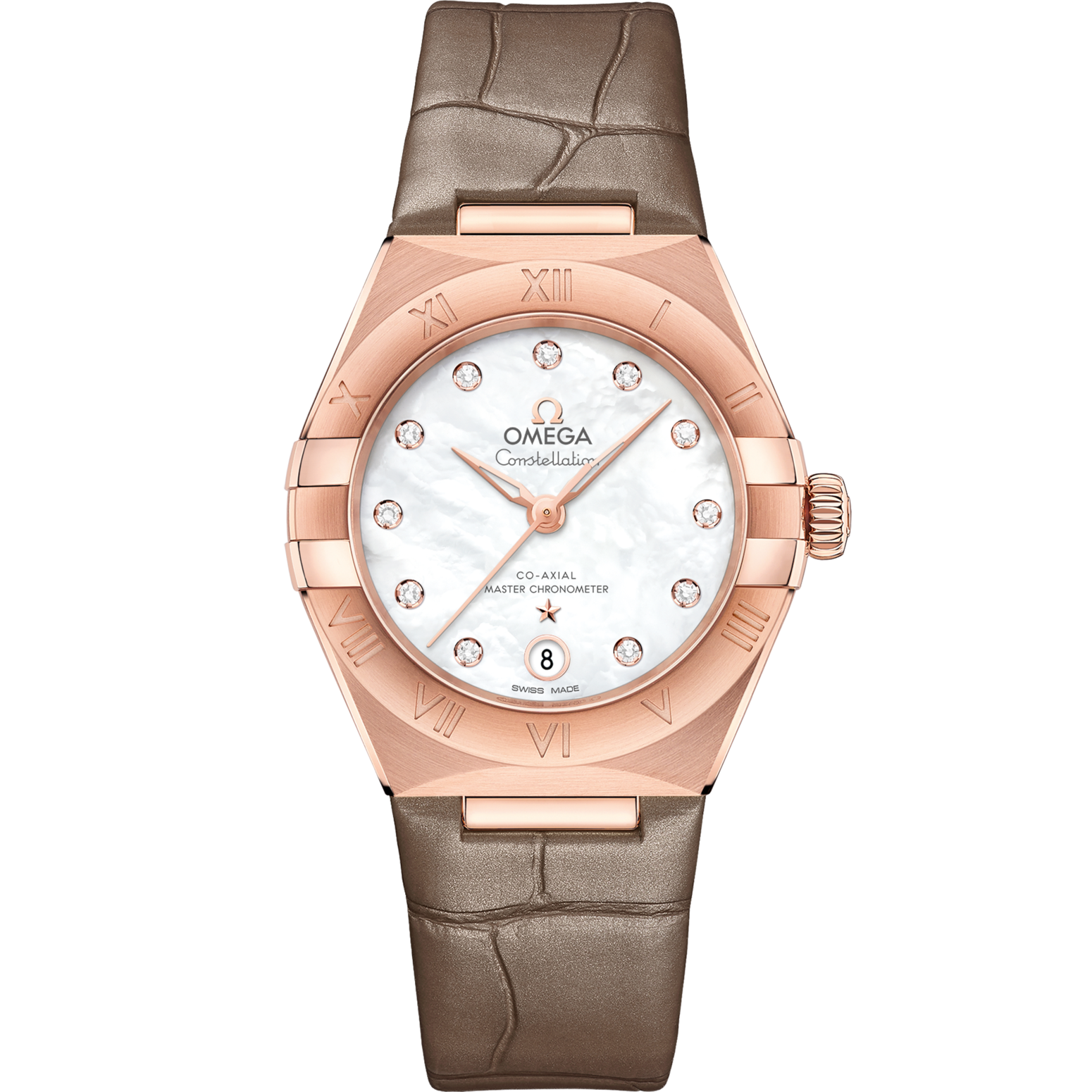 Omega Constellation 29 mm White Dial with Diamonds Sedna™ 18k Rose Gold Strap 131.53.29.20.55.002 - WATCHXNYC
