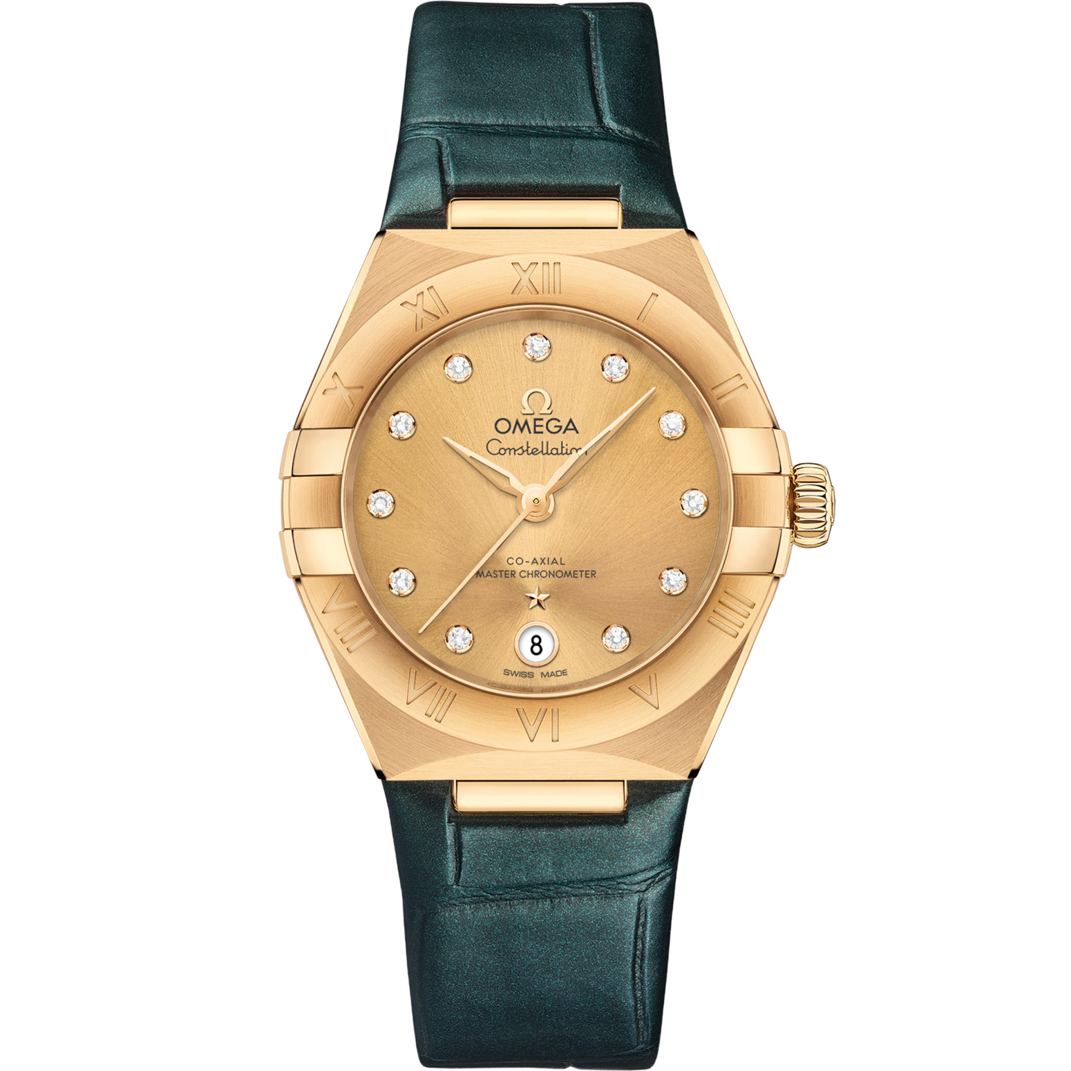 Omega Constellation 29 mm Yellow Dial with Diamonds 18k Yellow Gold Strap 131.53.29.20.58.001 - WATCHXNYC