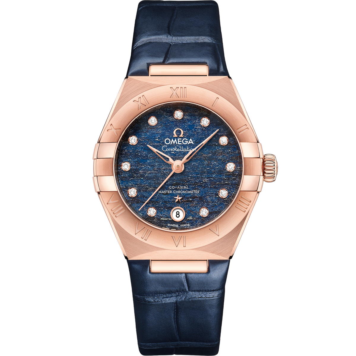 Omega Constellation 29 mm Blue Dial with Diamonds Sedna™ 18k Rose Gold Strap 131.53.29.20.99.001 - WATCHXNYC