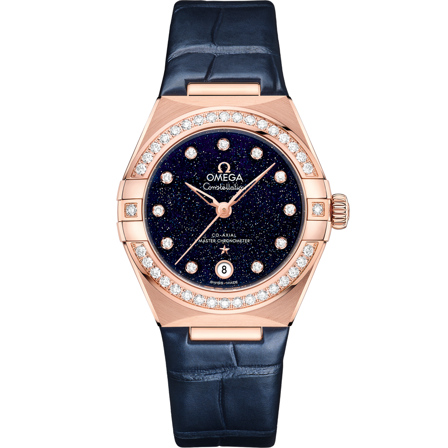 Omega Constellation 29 mm Blue Dial with Diamonds Sedna™ 18k Rose Gold Strap 131.58.29.20.53.003 - WATCHXNYC