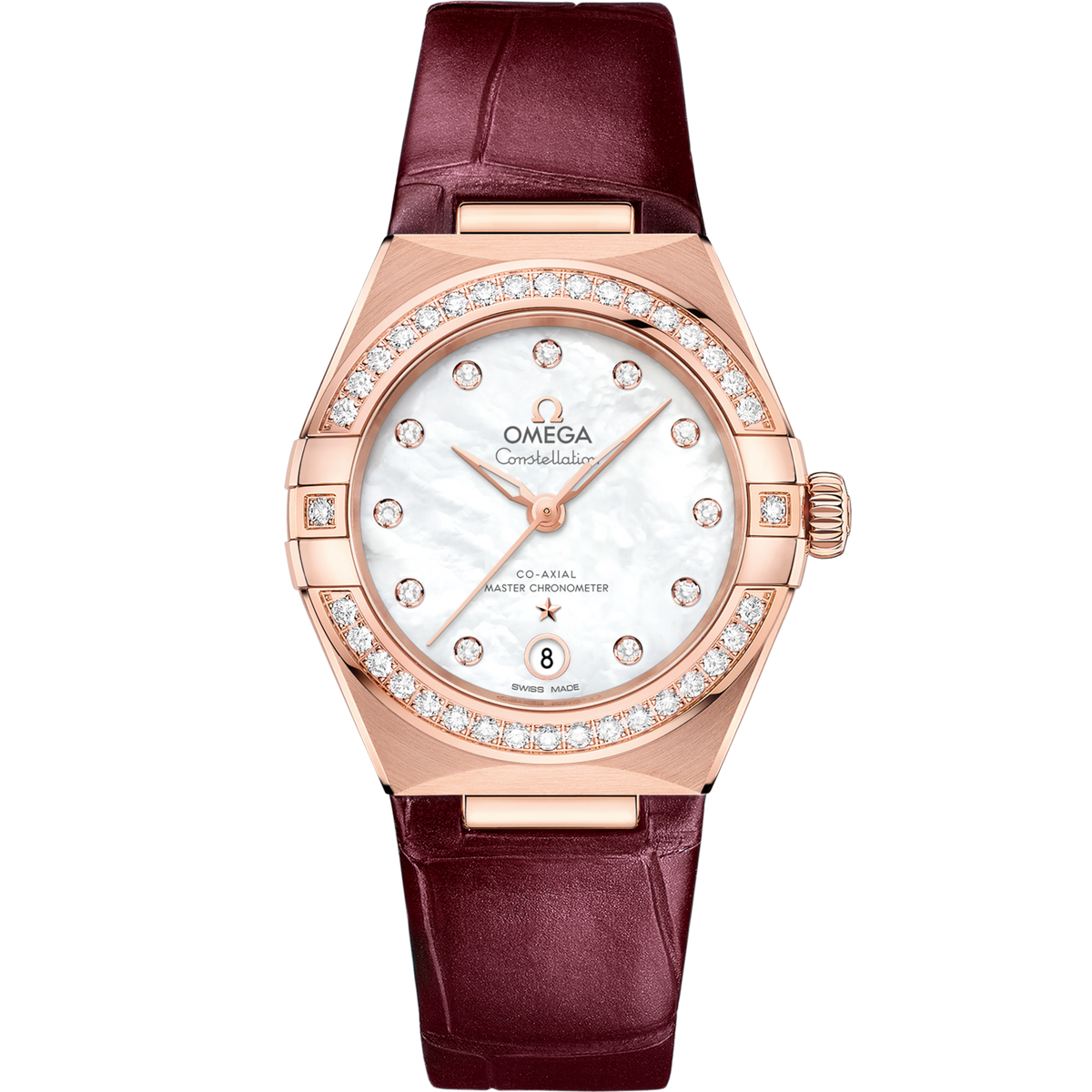 Omega Constellation 29 mm White Dial with Diamonds Sedna™ 18k Rose Gold Strap 131.58.29.20.55.002 - WATCHXNYC