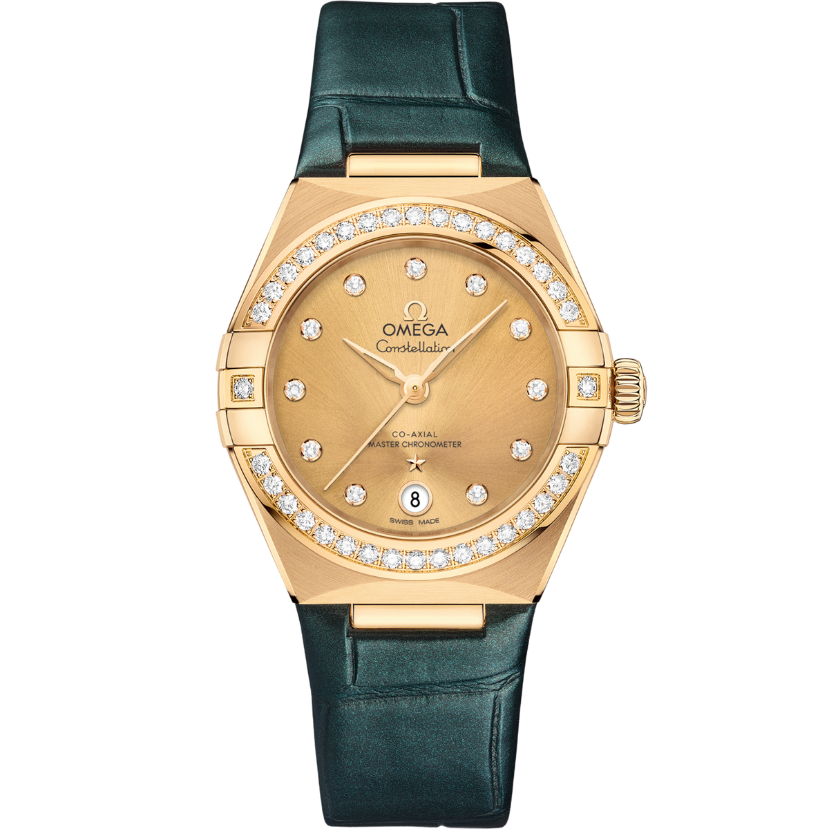 Omega Constellation 29 mm Yellow Dial with Diamonds 18k Yellow Gold Strap 131.58.29.20.58.001 - WATCHXNYC
