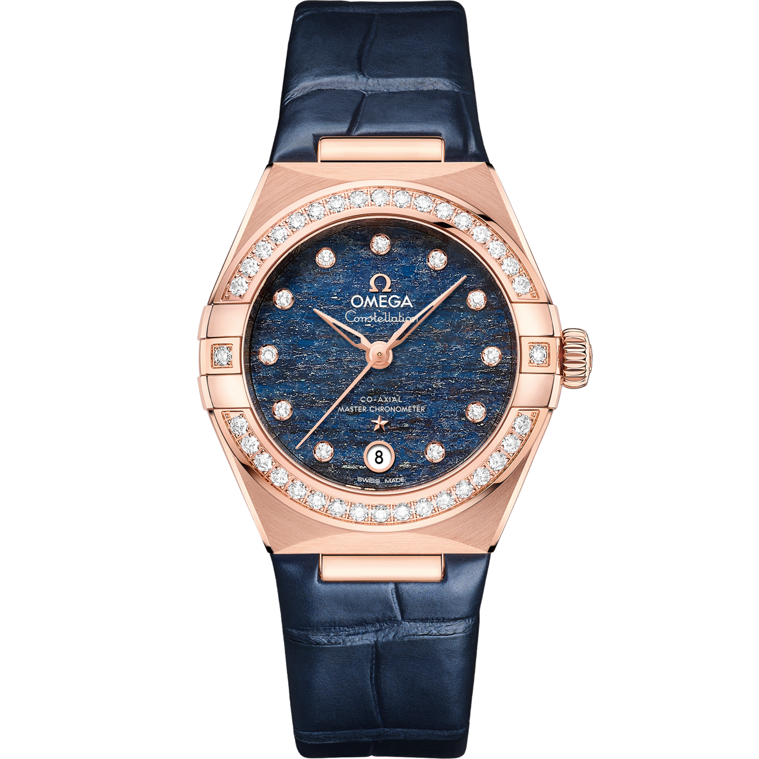 Omega Constellation 29 mm Blue Dial with Diamonds Sedna™ 18k Rose Gold Strap 131.58.29.20.99.006 - WATCHXNYC