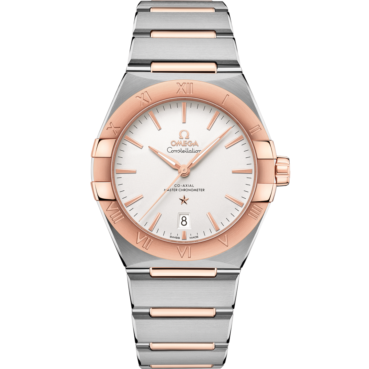 Omega Constellation 39 mm Silver Dial Stainless Steel and Sedna™ 18k Rose Gold Bracelet 131.20.39.20.02.001 - WATCHXNYC