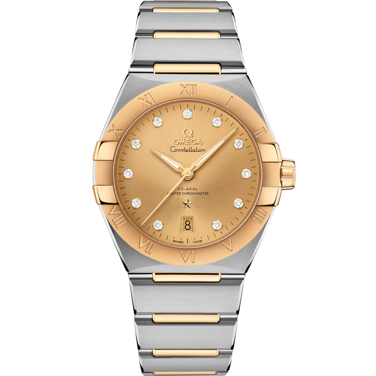 Omega Constellation 39 mm Yellow Dial with Diamonds Stainless Steel and Sedna™ 18k Yellow Gold Bracelet 131.20.39.20.58.001 - WATCHXNYC