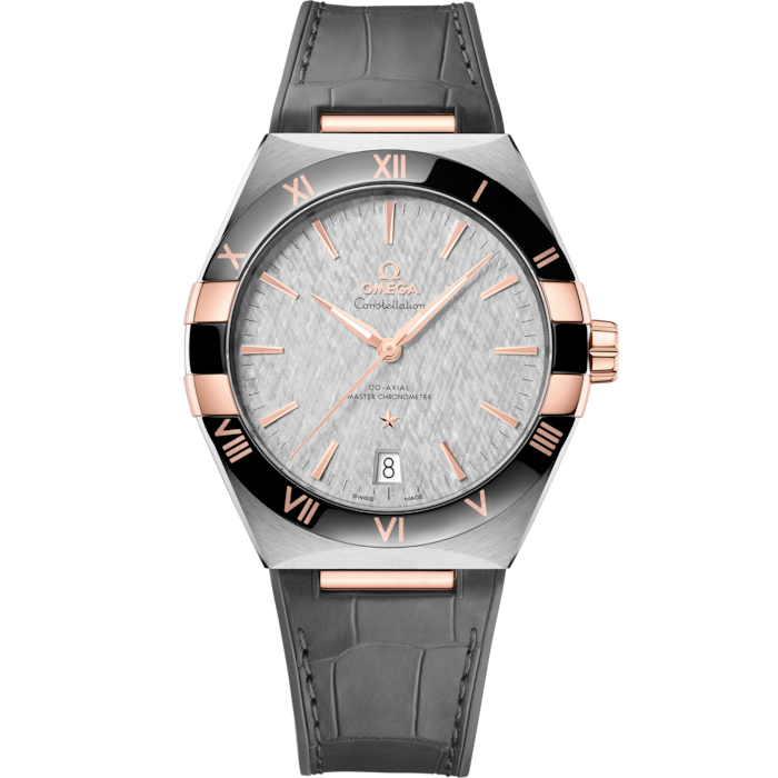 Omega Constellation 41mm Grey Dial Steel & Sedna Gold 131.23.41.21.06.001 - WATCHXNYC