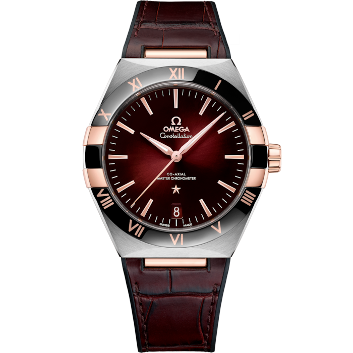 Omega Constellation 41mm Red Dial Steel & Sedna Gold 131.23.41.21.11.001 - WATCHXNYC
