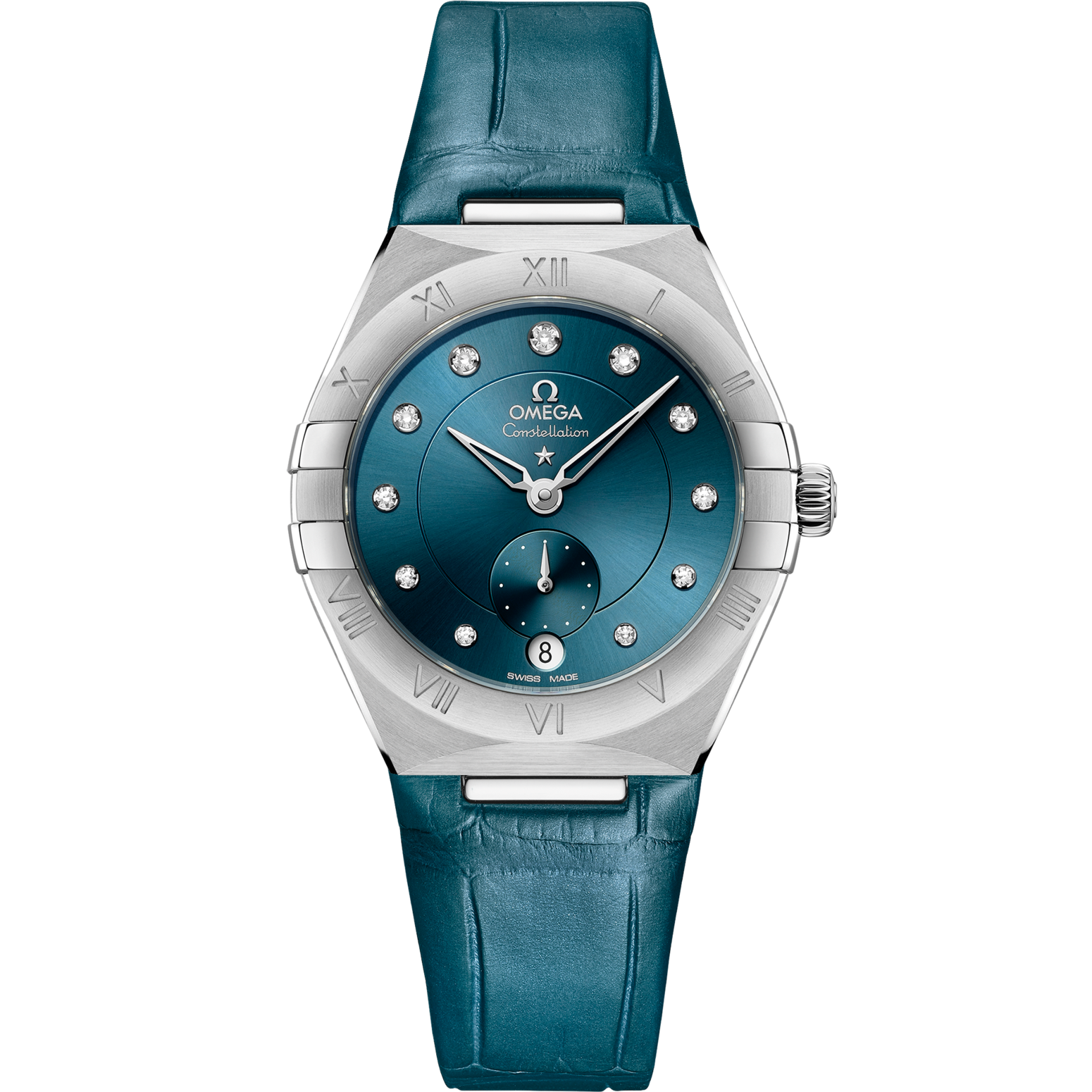 Omega Constellation 34 mm Blue Dial with Diamonds Stainless Steel Strap 131.13.34.20.53.001 - WATCHXNYC