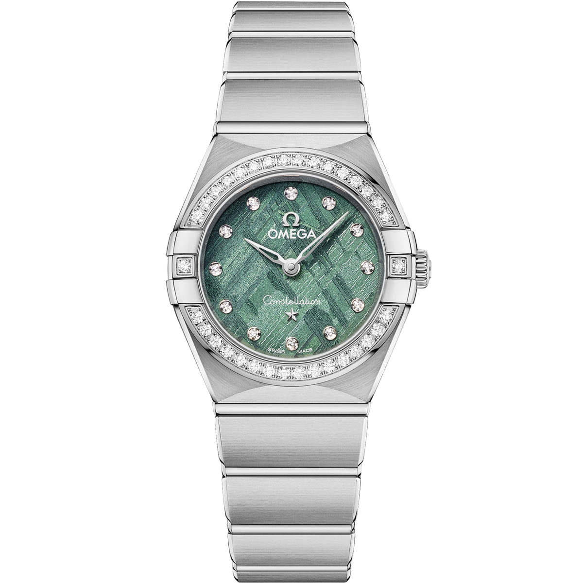 Omega Constellation 25 mm Green Dial with Diamonds Stainless Steel Bracelet 131.15.25.60.99.001 - WATCHXNYC