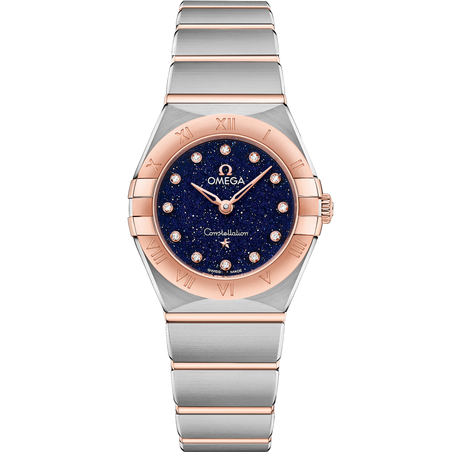 Omega Constellation 25 mm Blue Dial with Diamonds Stainless Steel and Sedna™ 18k Rose Gold Bracelet 131.20.25.60.53.002 - WATCHXNYC