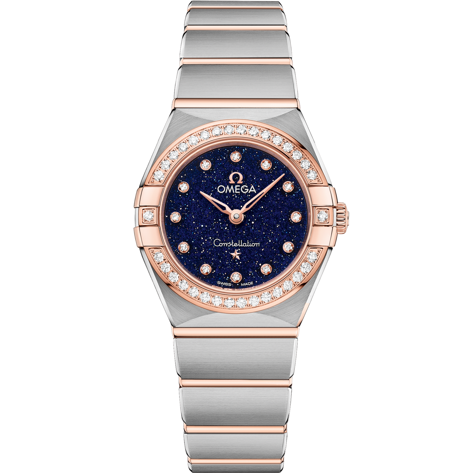 Omega Constellation 25 mm Blue Dial with Diamonds Stainless Steel and Sedna™ 18k Rose Gold Bracelet 131.25.25.60.53.002 - WATCHXNYC