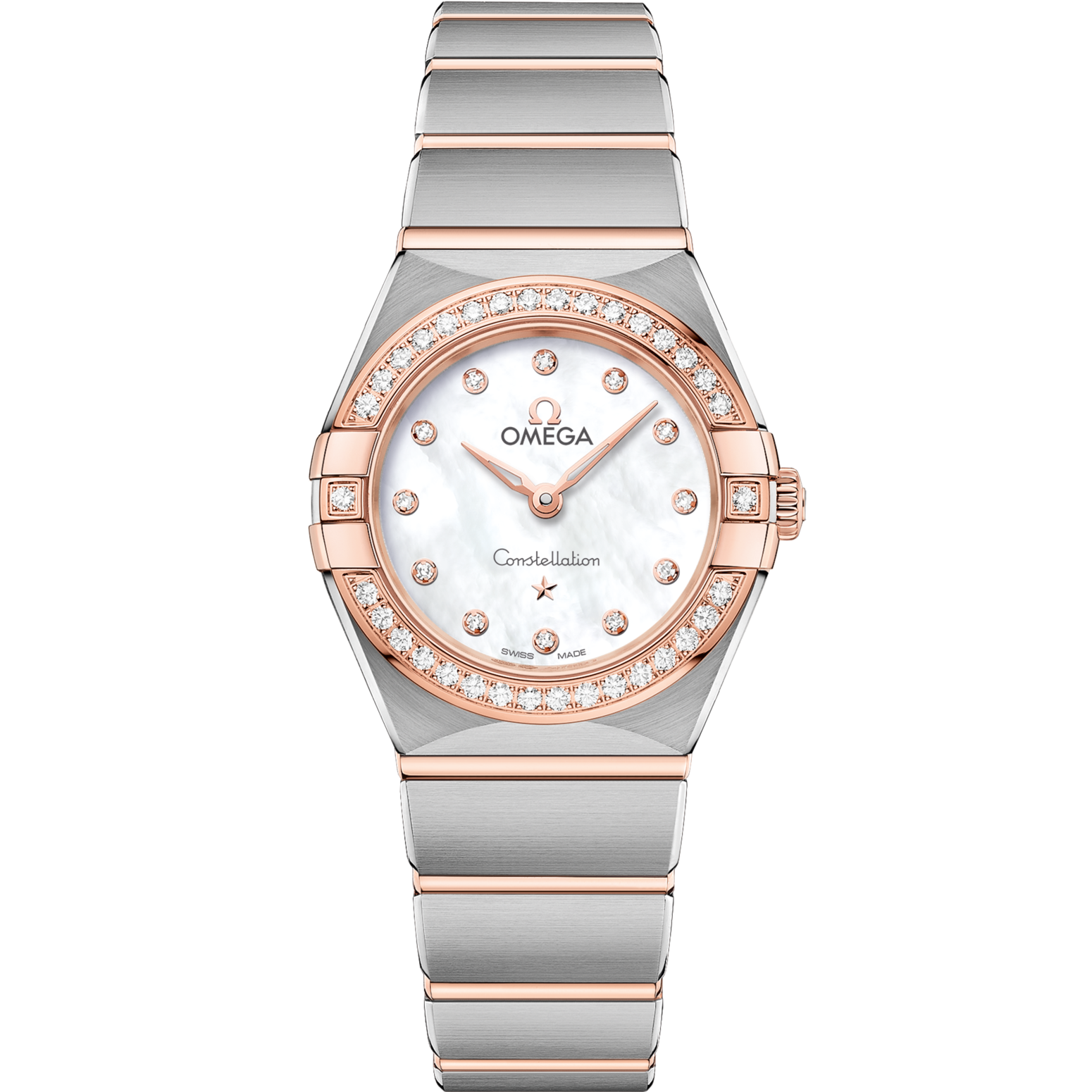 Omega Constellation 25 mm White Dial with Diamonds Stainless Steel and Sedna™ 18k Rose Gold Bracelet 131.25.25.60.55.001 - WATCHXNYC