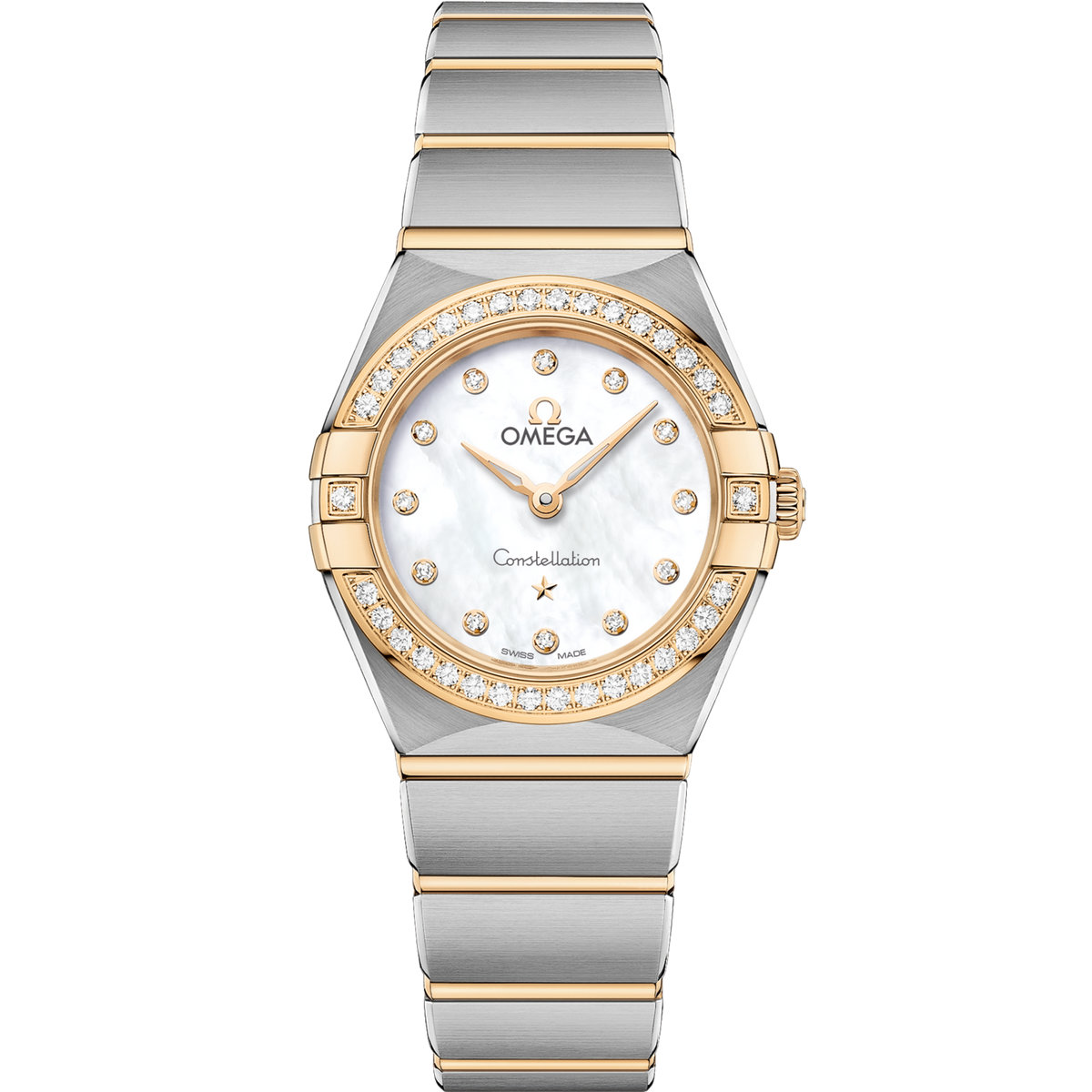 Omega Constellation 25 mm White Dial with Diamonds Stainless Steel and Sedna™ 18k Yellow Gold Bracelet 131.25.25.60.55.002 - WATCHXNYC