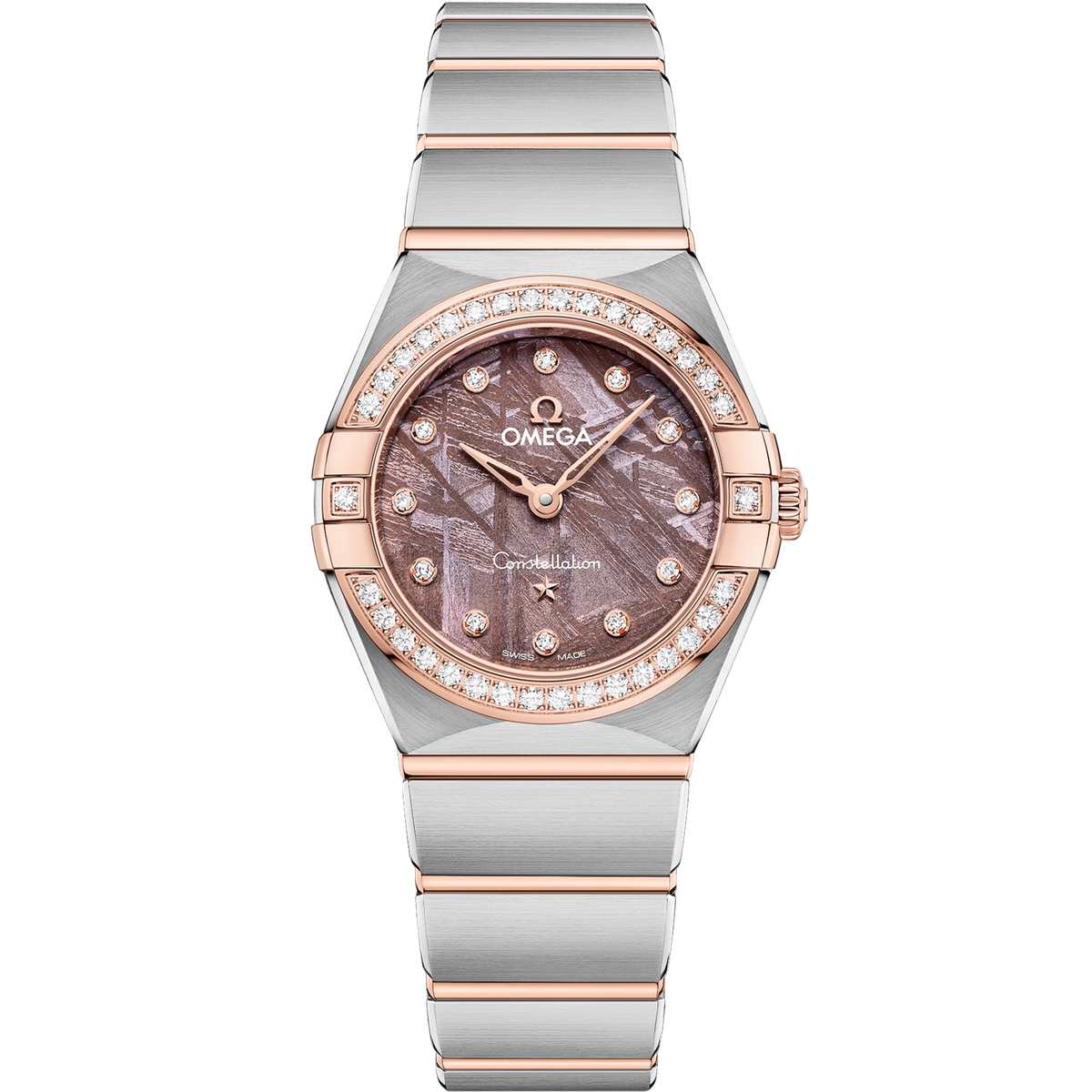 Omega Constellation 25 mm Lilac Dial with Diamonds Stainless Steel and Sedna™ 18k Rose Gold Bracelet 131.25.25.60.99.001 - WATCHXNYC