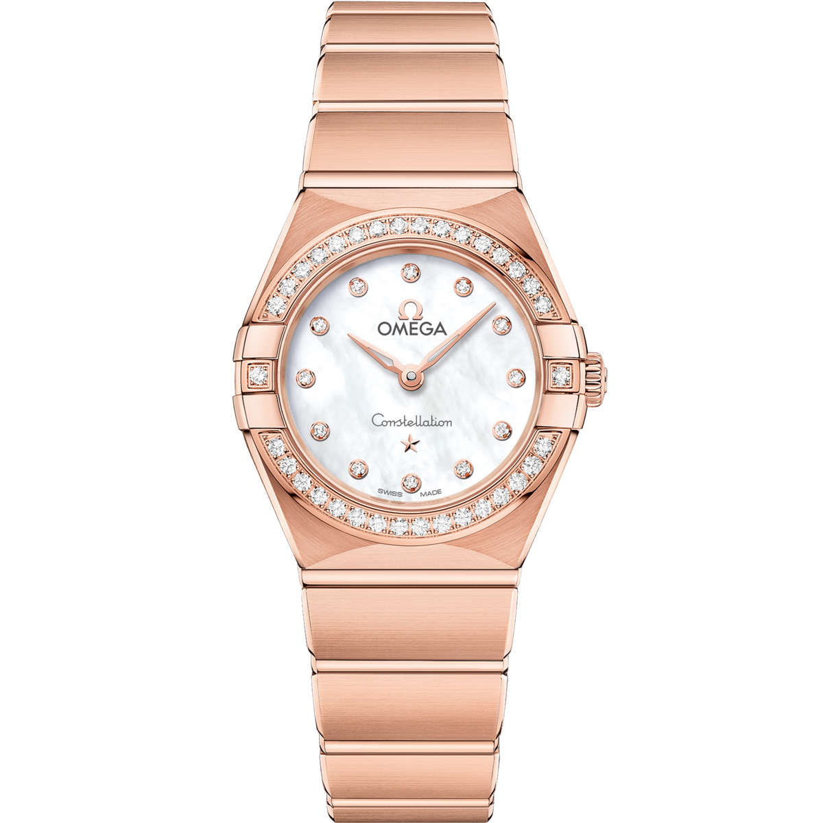 Omega Constellation 25 mm White Dial with Diamonds Sedna™ 18k Rose Gold Bracelet 131.55.25.60.55.001 - WATCHXNYC