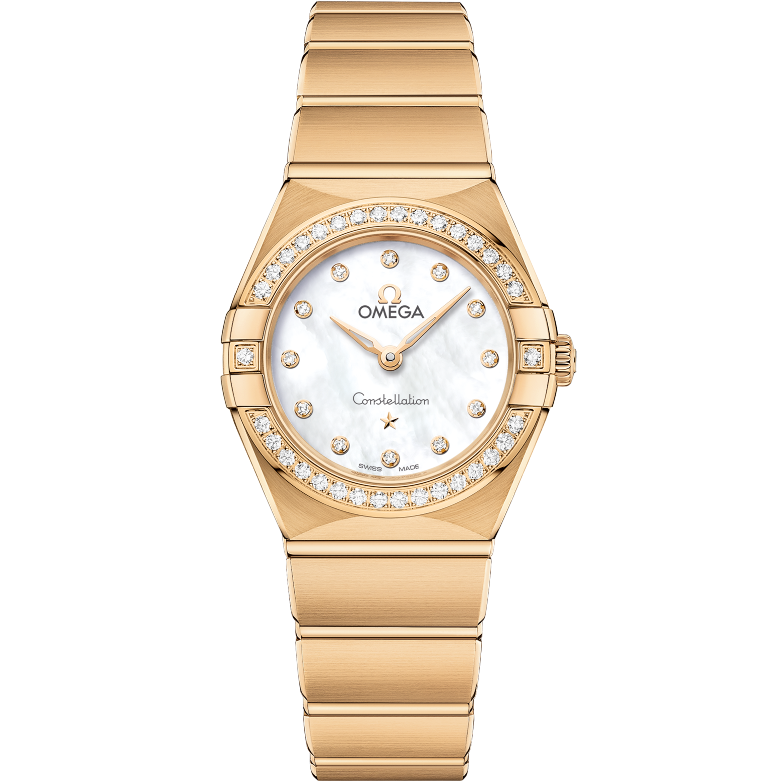 OMEGA Constellation 25 mm White Dial 18K Yellow Gold Bracelet 131.55.25.60.55.002 - WATCHXNYC