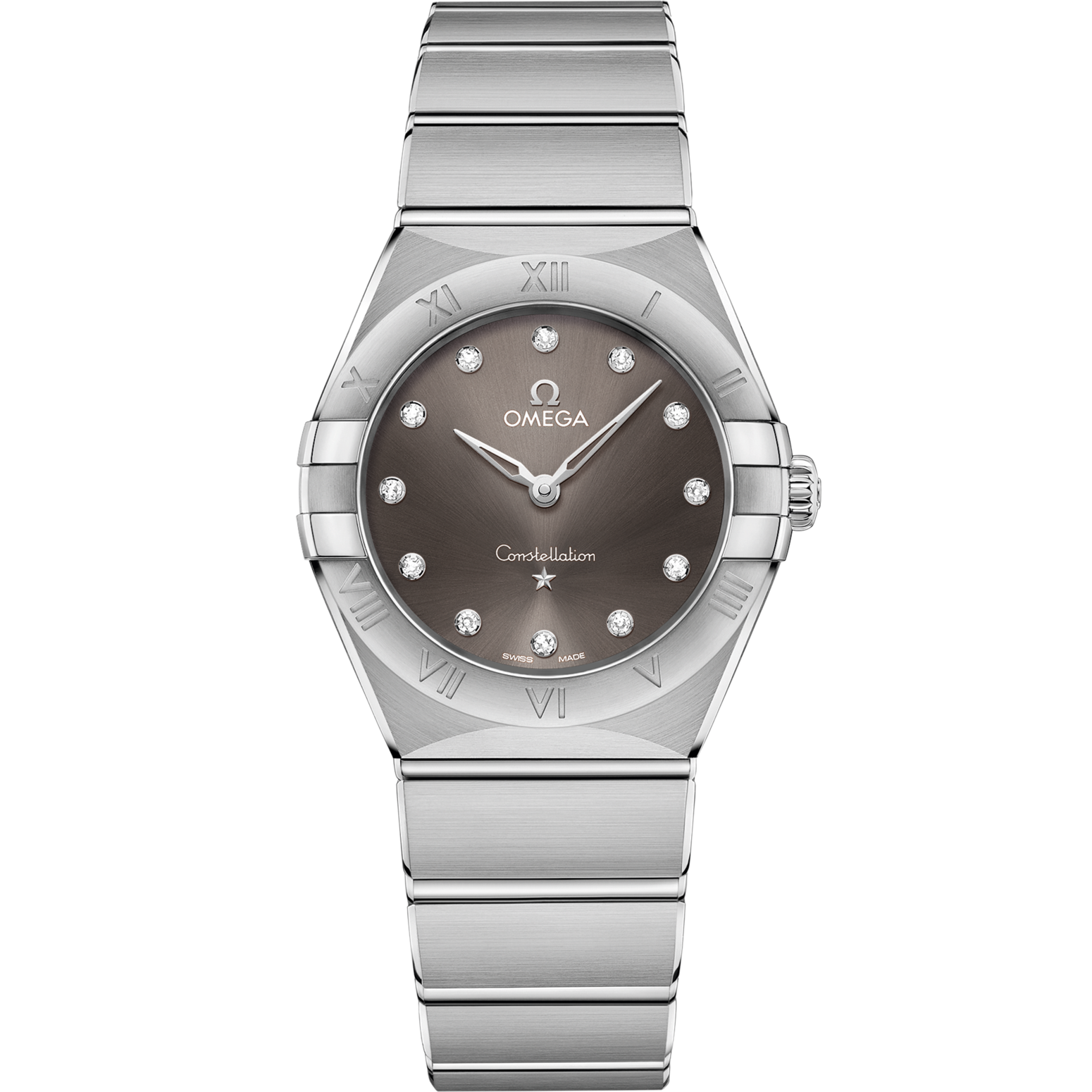 Omega Constellation 28 mm Grey Dial with Diamonds Stainless Steel Bracelet 131.10.28.60.56.001 - WATCHXNYC