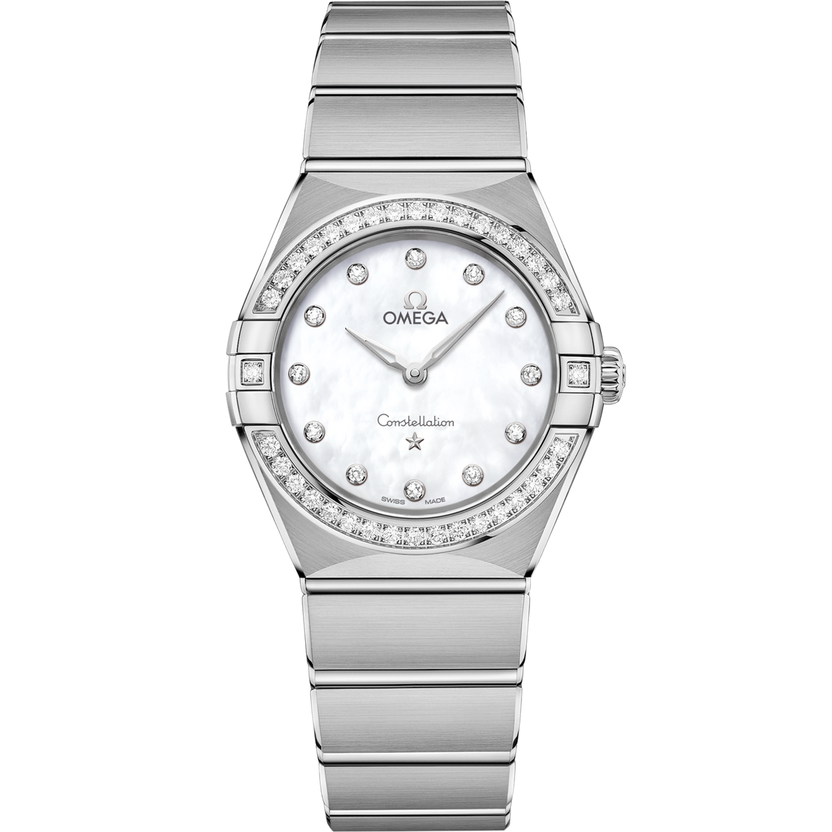 Omega Constellation 28 mm White Dial with Diamonds Stainless Steel Bracelet 131.15.28.60.55.001 - WATCHXNYC