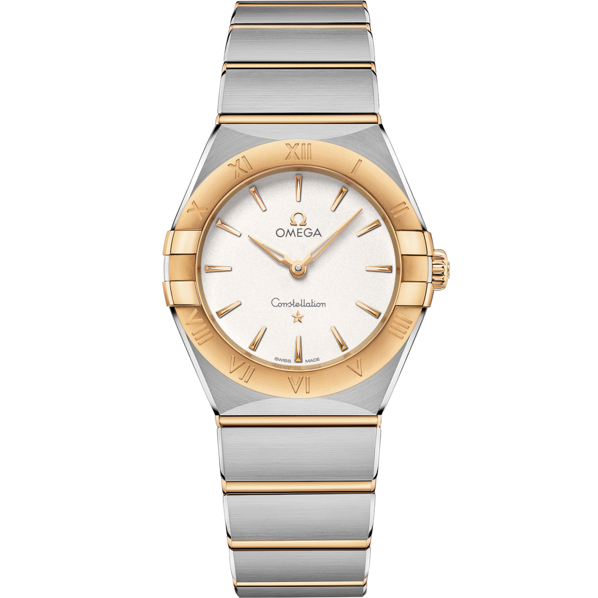Omega Constellation 28 mm Silver Dial Stainless Steel Sedna™ 18k Yellow Gold Bracelet 131.20.28.60.02.002 - WATCHXNYC