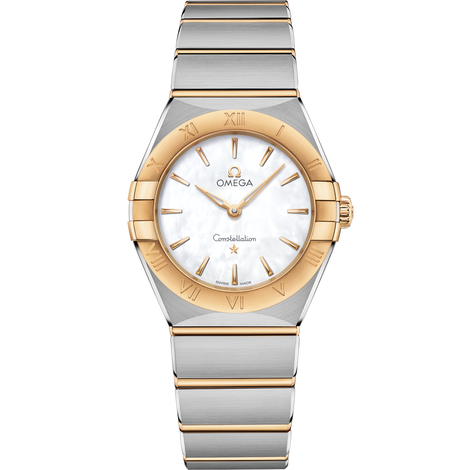 Omega Constellation 28 mm White Dial Stainless Steel Sedna™ 18k Yellow Gold Bracelet 131.20.28.60.05.002 - WATCHXNYC