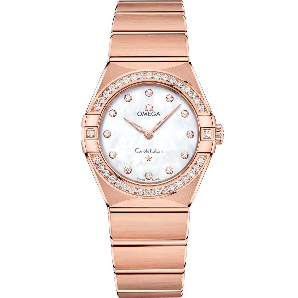Omega Constellation 28 mm White Dial with Diamonds Sedna™ 18k Rose Gold Bracelet 131.55.28.60.55.001 - WATCHXNYC