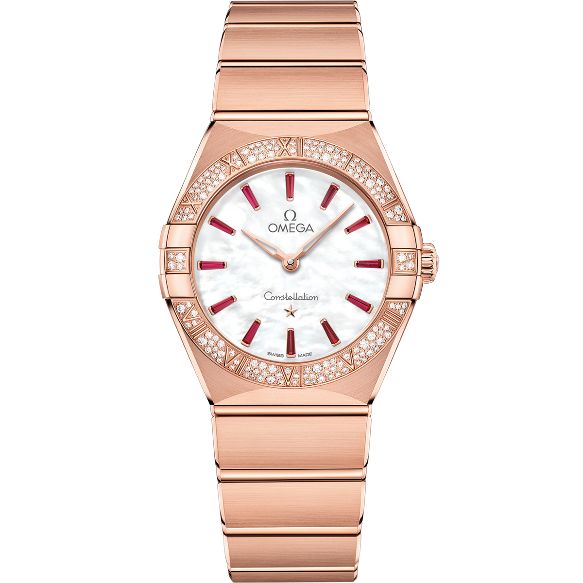 Omega Constellation 28 mm White Dial with Diamonds Sedna™ 18k Rose Gold Bracelet 131.55.28.60.55.004 - WATCHXNYC