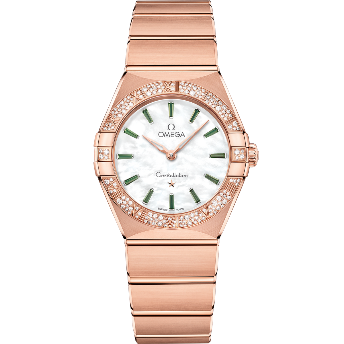Omega Constellation 28 mm White Dial with Diamonds Sedna™ 18k Rose Gold Bracelet 131.55.28.60.55.005 - WATCHXNYC