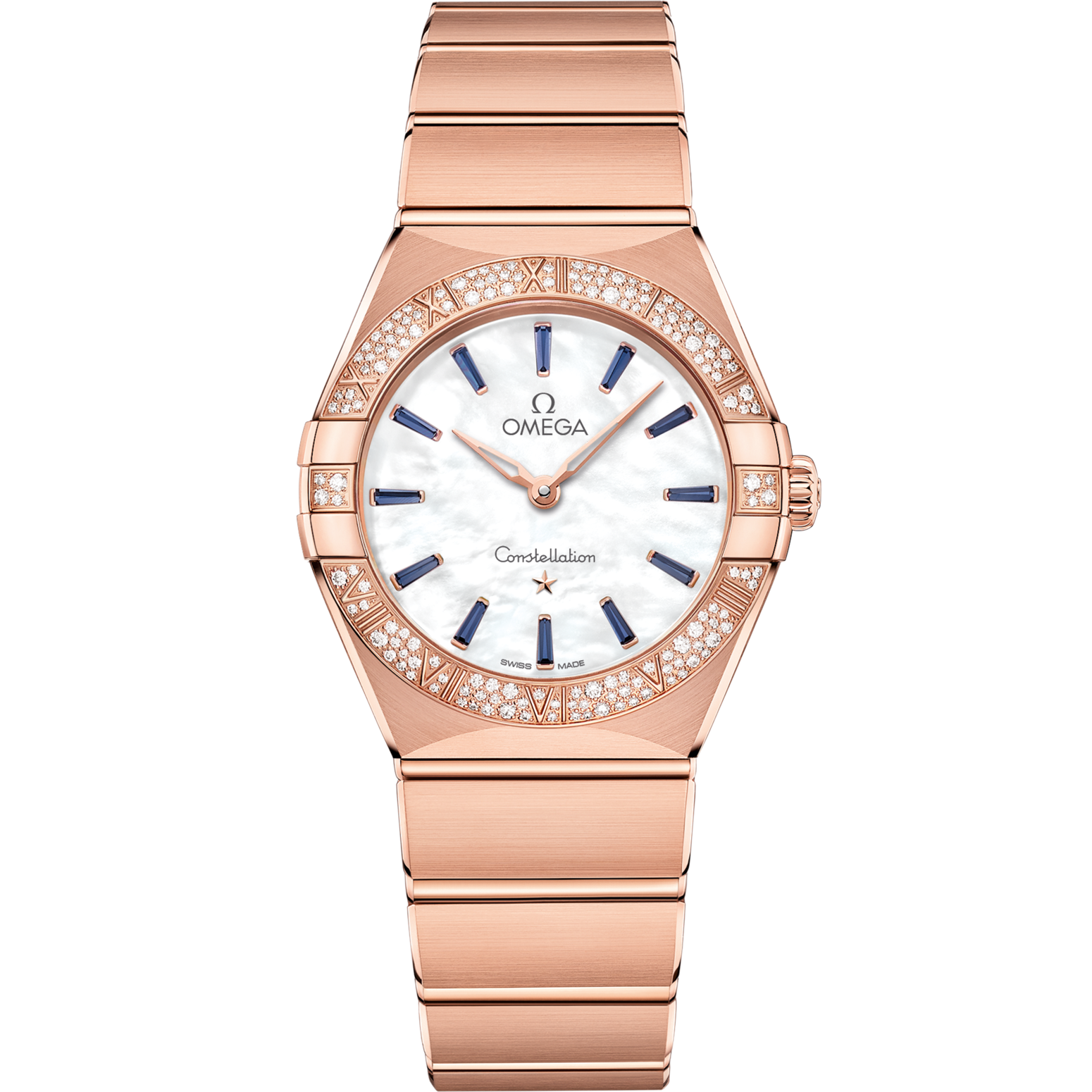 Omega Constellation 28 mm White Dial with Diamonds Sedna™ 18k Rose Gold Bracelet 131.55.28.60.55.007 - WATCHXNYC
