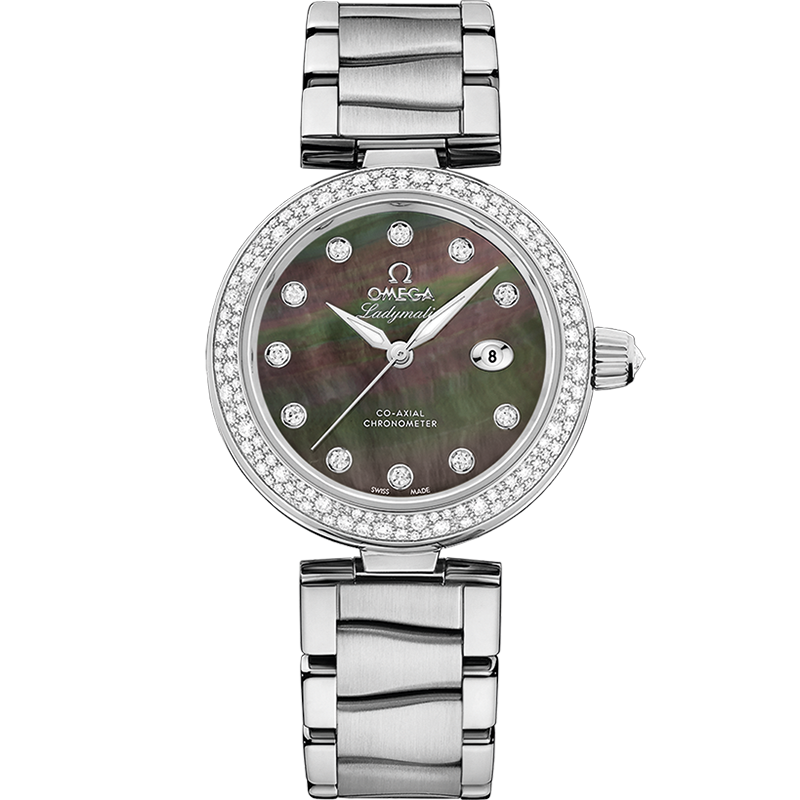 Omega De Ville Ladymatic 34 mm Black Dial  with Diamonds Stainless Steel Bracelet 425.35.34.20.57.004 - WATCHXNYC