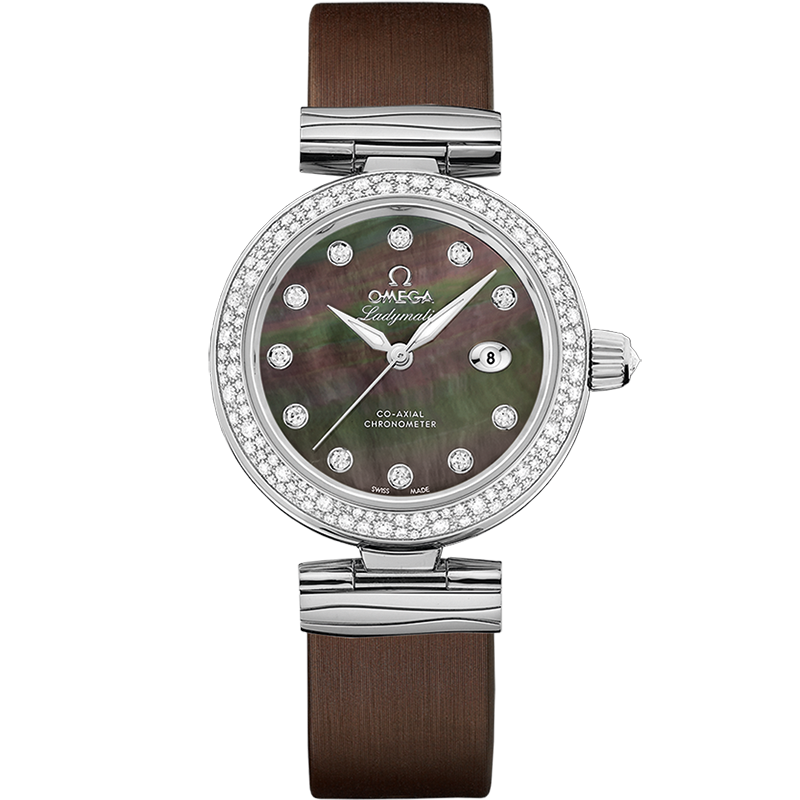 Omega De Ville Ladymatic 34 mm Black Dial with Diamonds  Stainless Steel Strap 425.37.34.20.57.004 - WATCHXNYC