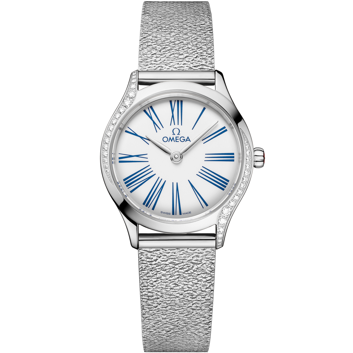 Omega De Ville Mini Trésor 26 mm White Dial  with Diamonds Stainless Steel Bracelet 428.15.26.60.04.002 - WATCHXNYC
