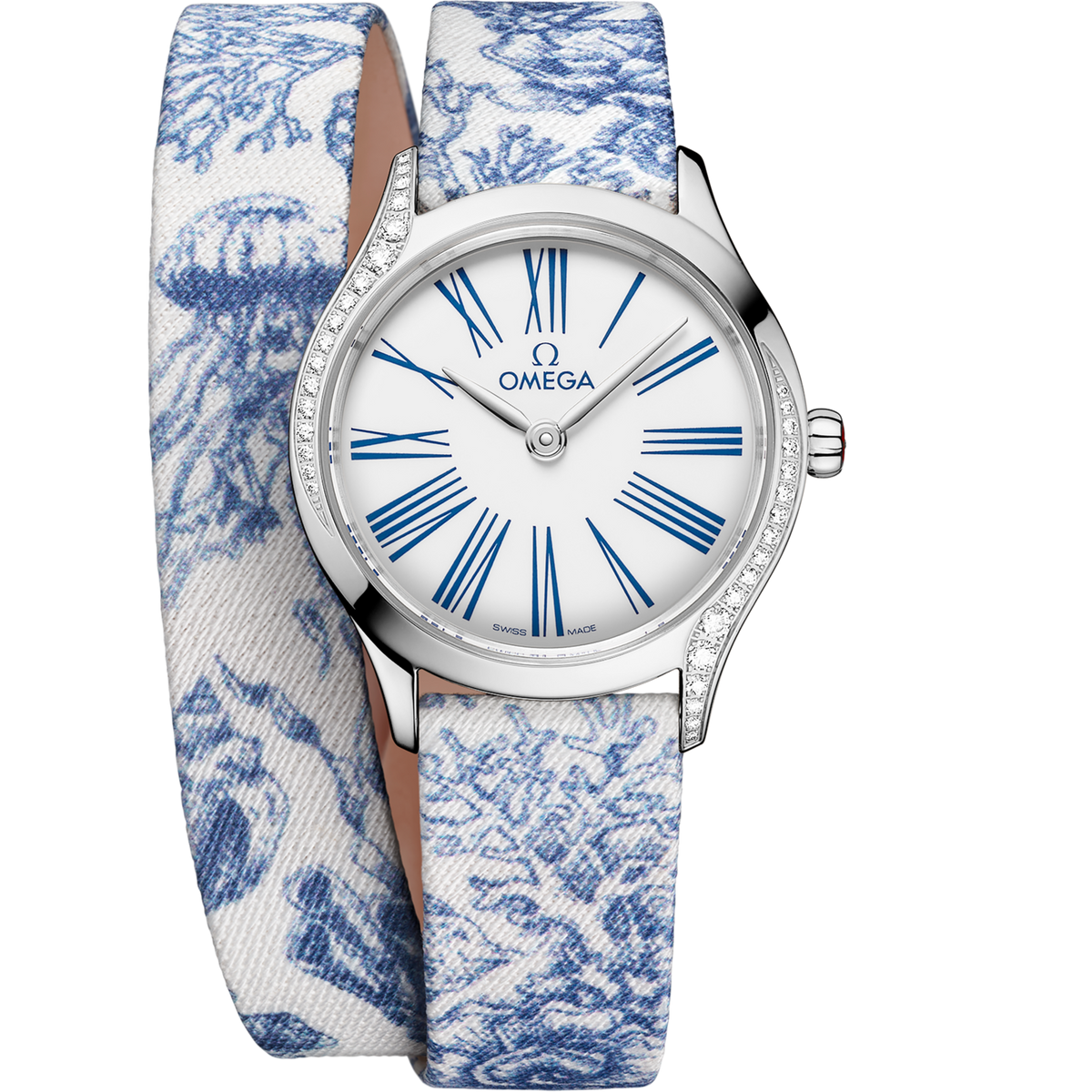 Omega De Ville Mini Trésor 26 mm White Dial with Diamonds  Stainless Steel Strap 428.17.26.60.04.001 - WATCHXNYC