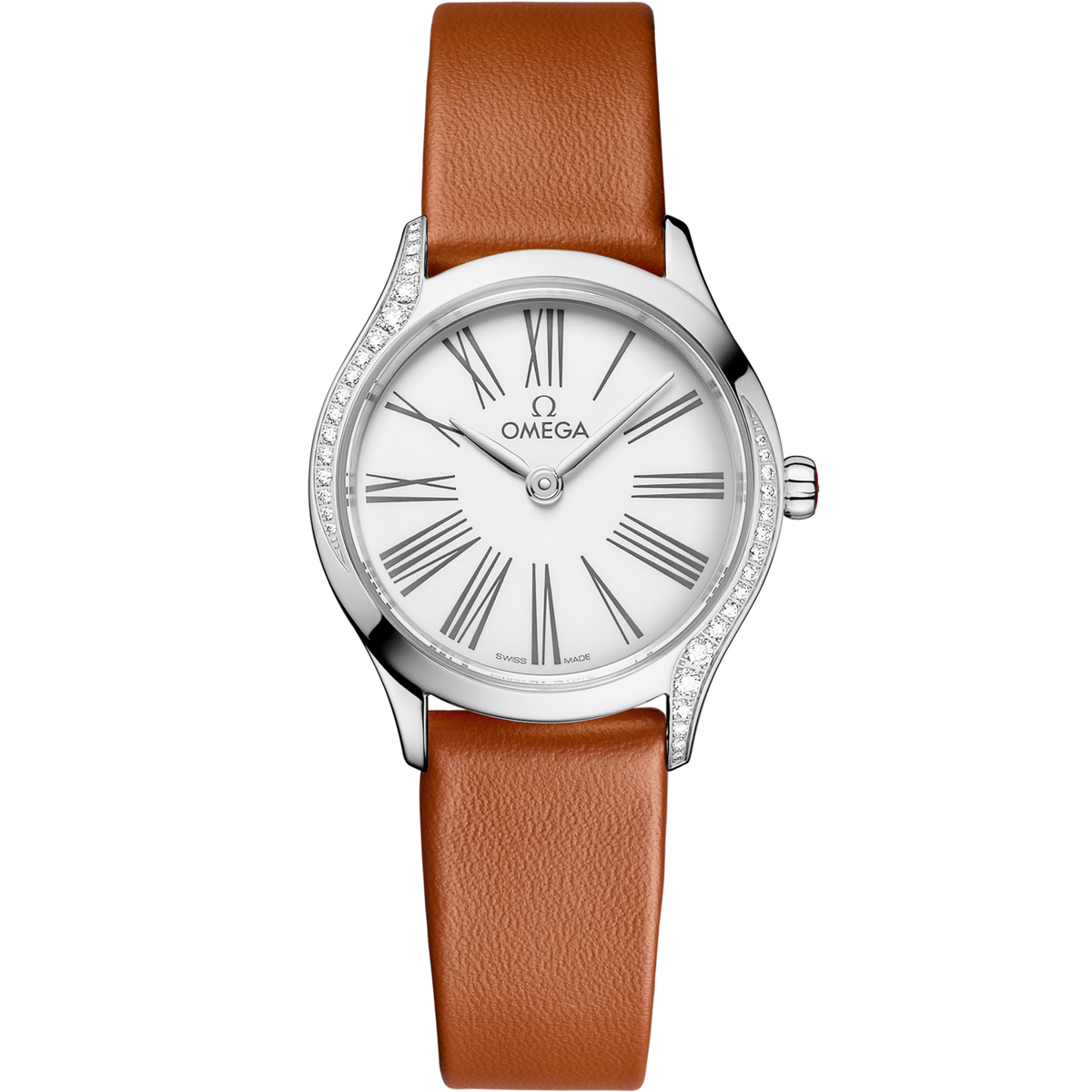 Omega De Ville Mini Trésor 26 mm White Dial with Diamonds  Stainless Steel Strap 428.17.26.60.04.004 - WATCHXNYC