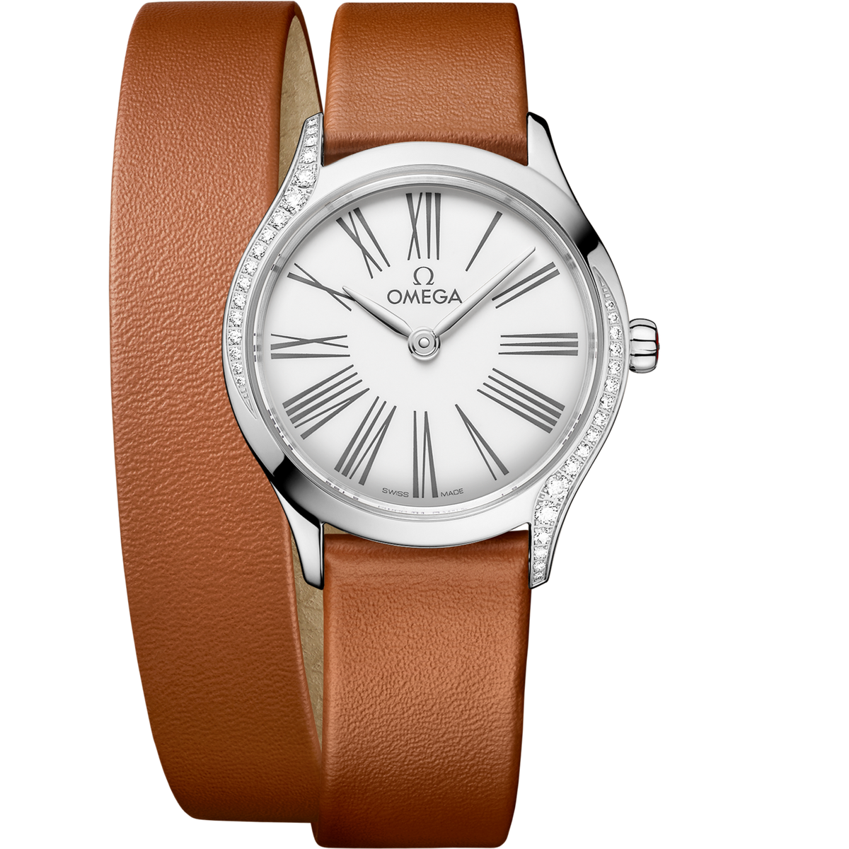 Omega De Ville Mini Trésor 26 mm White Dial with Diamonds  Stainless Steel Strap 428.17.26.60.04.005 - WATCHXNYC