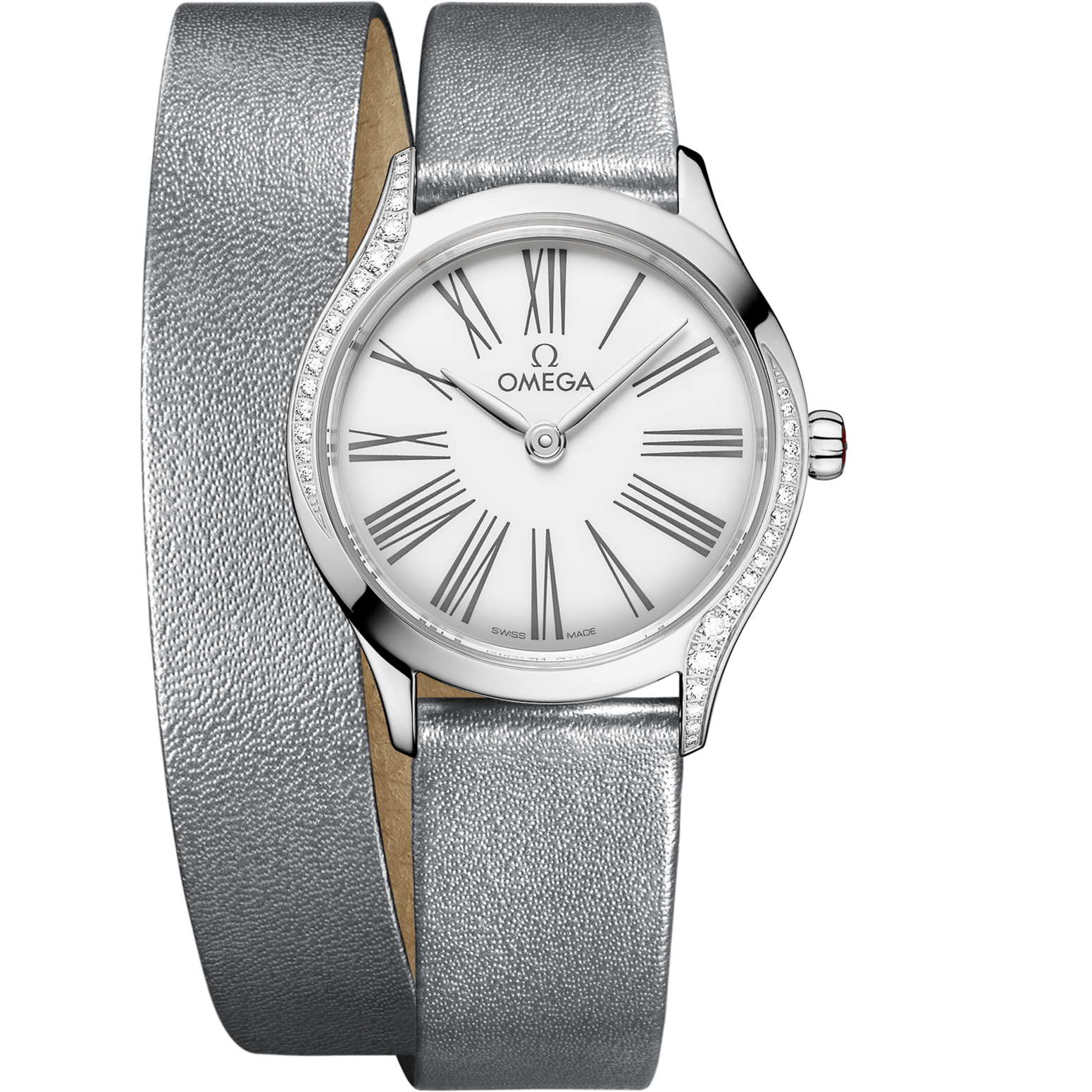 Omega De Ville Mini Trésor 26 mm White Dial with Diamonds  Stainless Steel Strap 428.17.26.60.04.006 - WATCHXNYC