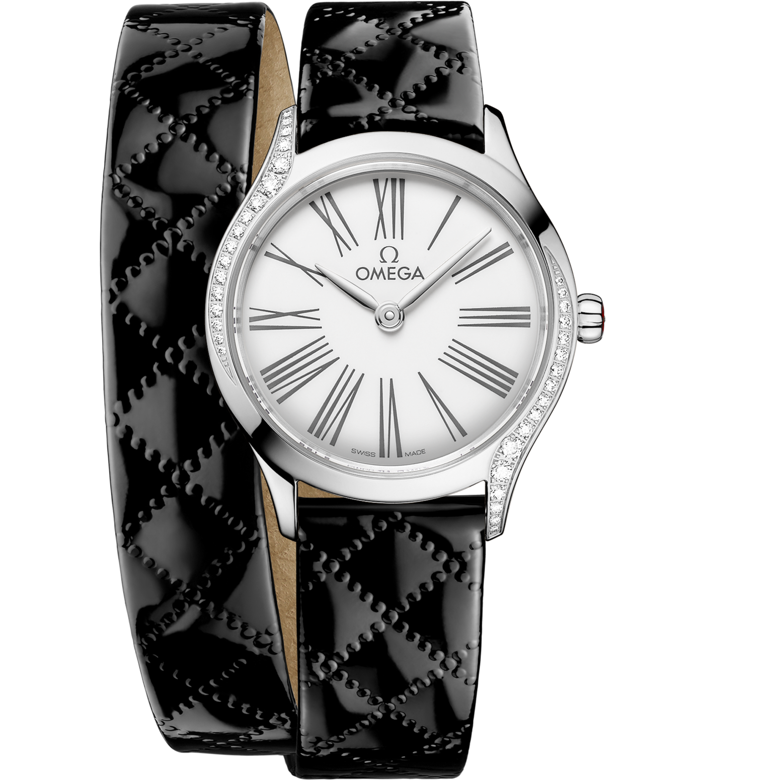 Omega De Ville Mini Trésor 26 mm White Dial with Diamonds  Stainless Steel Strap 428.17.26.60.04.007 - WATCHXNYC